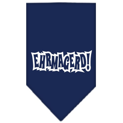 A colorful pet bandana featuring the phrase 'Ehrmagerd!' screen printed in a fun font, designed for dogs of all sizes.